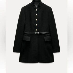 ZARA BELTED WOOL BLEND COAT